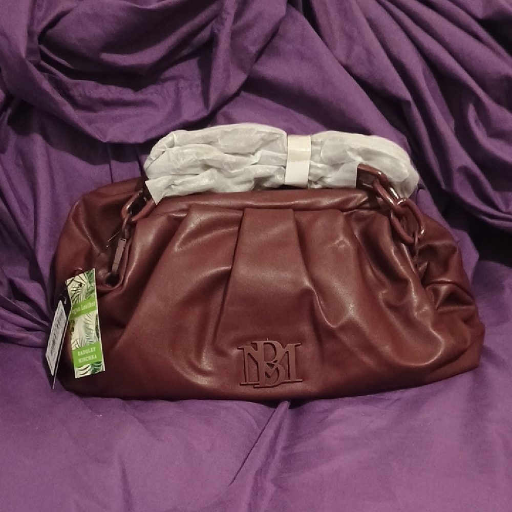 Badgley Mischka Brown Shoulder Bag with Elegant Gathered Design